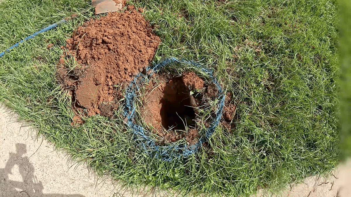 Underground leak location marked for confirmation